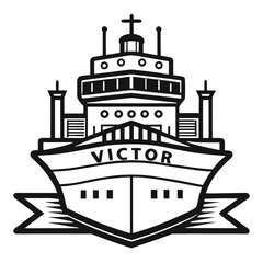 Obraz premium Cruise Ship Silhouette Illustration