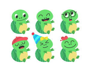 Fototapeta premium Funnyturtle baby illustration collection with cartoon illustration style