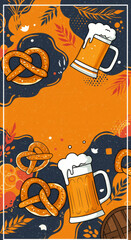 Oktoberfest celebration with beer and pretzels for event design