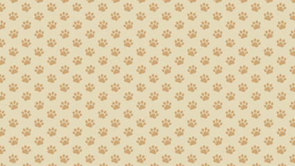 Repeating brown paw print vector on soft beige. Great for pet products, rustic designs, websites, or wrapping paper. Subtle and charming