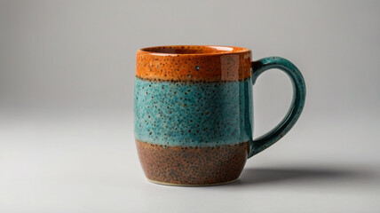  Teal Orange and Brown Speckled Ceramic Coffee Mug