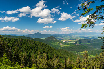 View from Pulcikovo hill above Podsucha village in Velka Fatra mountains in Slovakia