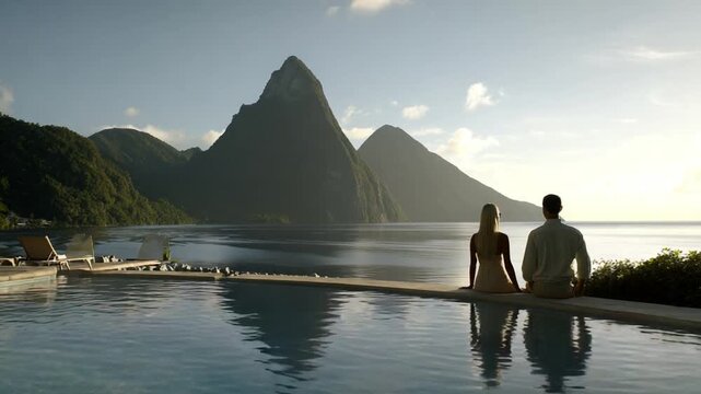 Romantic getaway at luxurious resort in St. Lucia with scenic views and calm ocean in the background