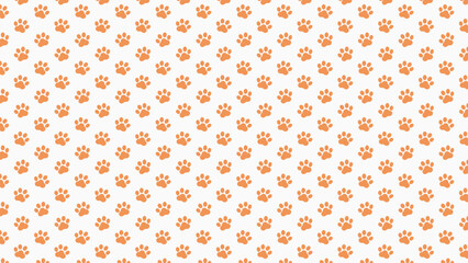 Repeating orange paw print vector on a clean white background. Great for pet products, cheerful designs, websites, or wrapping paper. Bright and clean © rochmuch