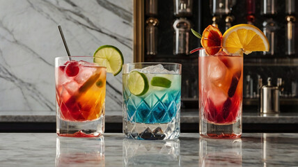 cocktail with ice and lemon