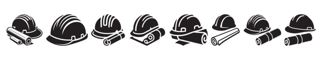 Hard Hat and Rolled Plans
