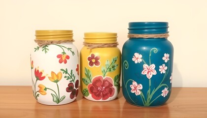 Decorative Painted Jar Handpainted designs suitable for gifts or