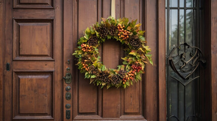 christmas wreath on door