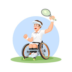 Wheelchair Tennis Player Cartoon Illustration Vector