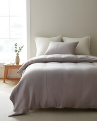 Serene Bedroom with Natural Light and Soft Hues duvet