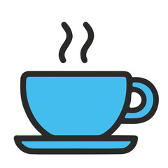Cartoon Hot Drink Icon – Cute Flat Vector Illustration in Color