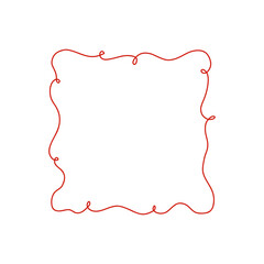 Doodle hand drawn trendy frames with wavy lines and ribbons. Curly whimsical red ribbon frame in coquette style. Minimalist line art for birthday, Christmas, wedding Invitations. Vector art