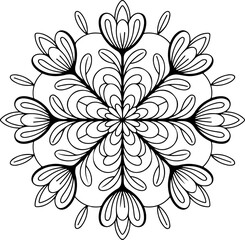 Elaborate Floral Mandala Vector – Black and White Decorative Design
