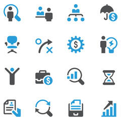 Business and Human Resources Icon Set stock illustration. Icon Symbol, Blue, Business, Icon Set, Job Search