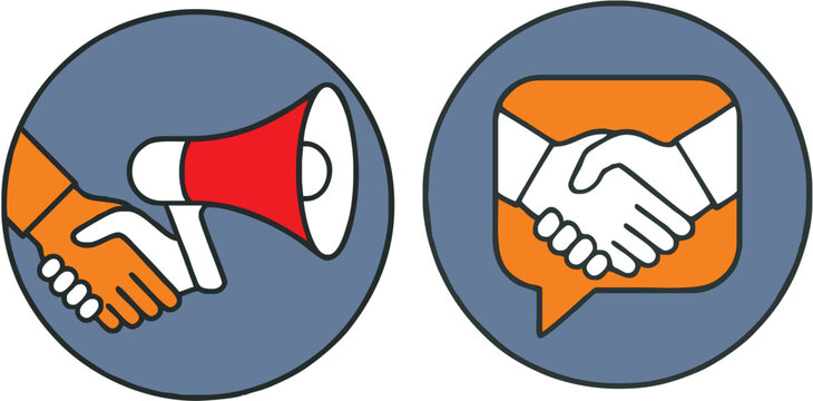 Outline Logo of Handshake and...