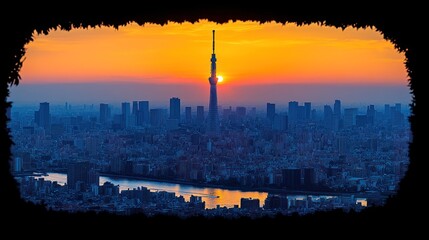 Naklejka premium Tokyo cityscape at sunrise
