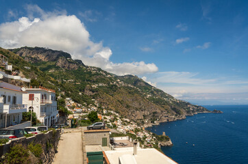 Obraz premium Praiano from a Mountain Trail, Amalfi Coast, Italy