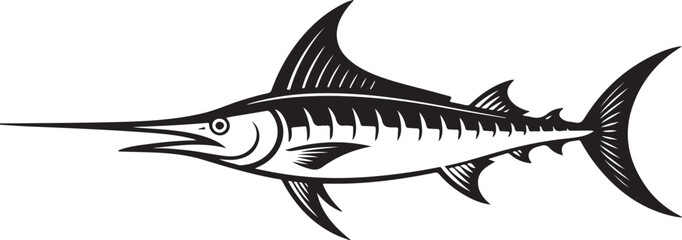 Fototapeta premium Striking Marlin Fish Vector Illustration with Long Bill and Sleek Body