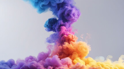 Obraz premium Abstract Colorful Smoke Cloud on White Background