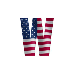 Fototapeta premium American flag-themed capital letter W, patriotic design.