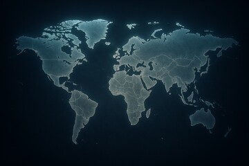 Stylized Global Map with Glowing Borders on Dark Background