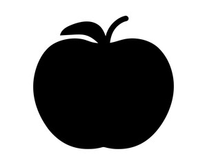Simple Black Apple Silhouette on White Background Fruit Icon Design