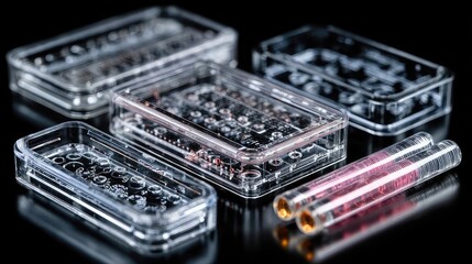 Microfluidic devices for manipulating small volumes of fluids in research, often used in chemical analysis, cell studies, and lab-on-a-chip applications.
