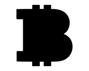 The black Bitcoin symbol on a white background is easily recognizable