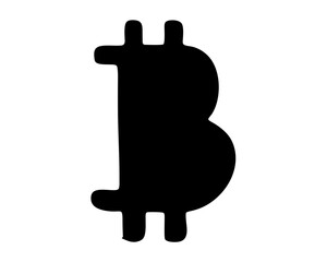 Isolated Black Bitcoin Symbol Illustration on a Clean White Background