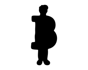 A silhouette figure which appears to be merged with the letter B