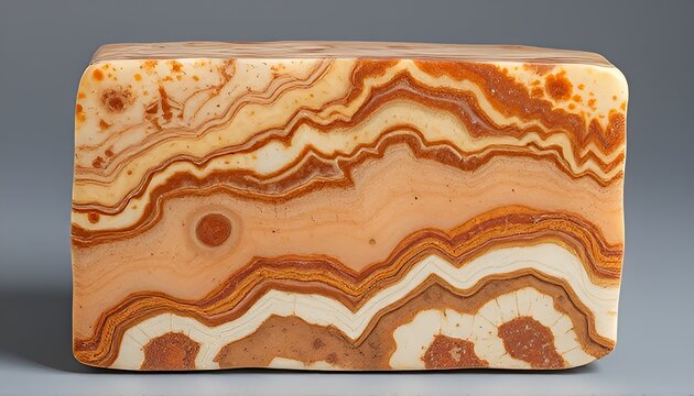 A block of mookaite jasper with earthy tones and natural pattern