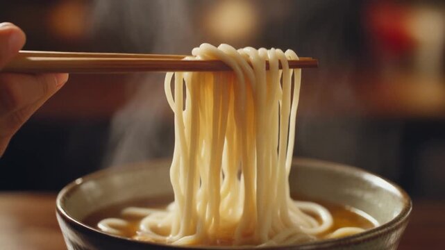 湯気立つ一杯のうどん