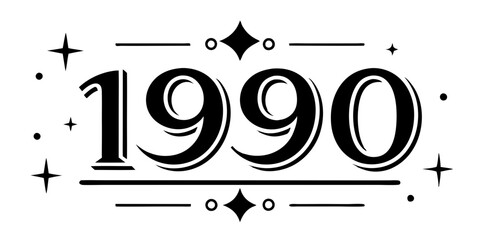 Fototapeta premium Vintage nineteen ninety emblem retro graphic