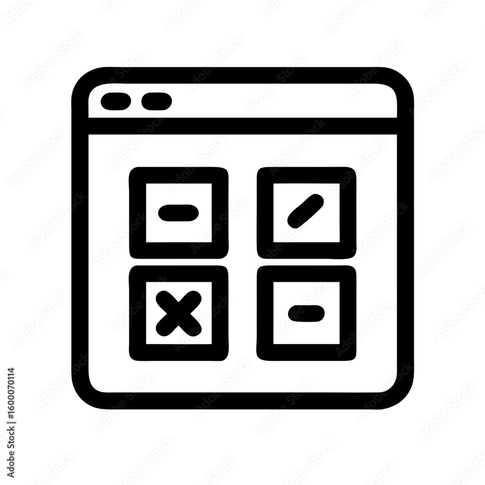 Fototapete app icons on screen showing different math calculations in simple style, ideal for mobile interfaces