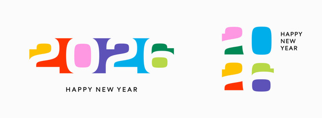 Colorful 2026 logo card, New Year number set