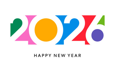 2026 New Year number, geometric colorful logo card
