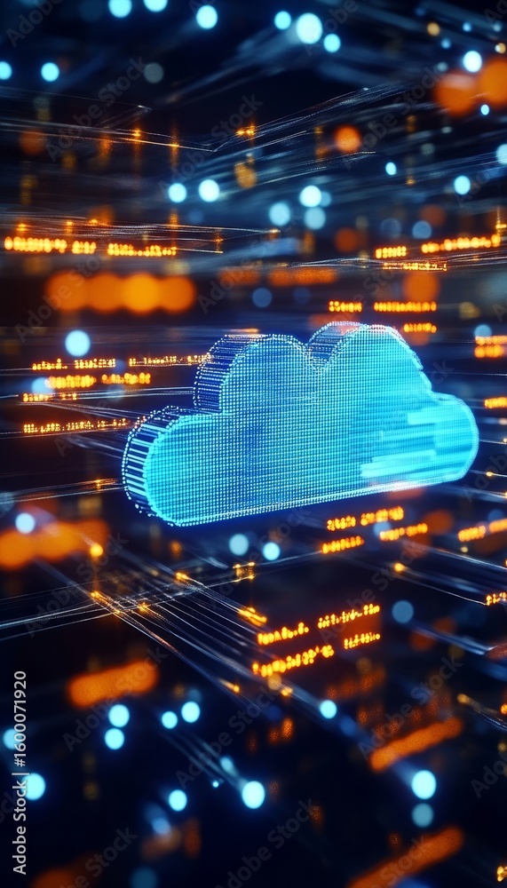 Poster dynamic visual representation of a global data network, symbolizing cloud computing and connectivity