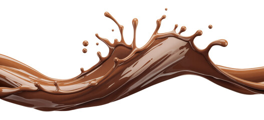 chocolate splash wave on transparent background