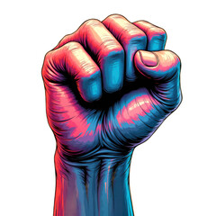 Powerful Clenched Fist in Vibrant Neon Colors