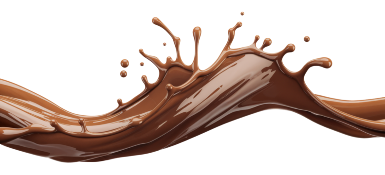 chocolate splash wave on transparent background
