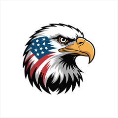 Obraz premium American Bald Eagle Head with Stars and Stripes Flag Design bird animal