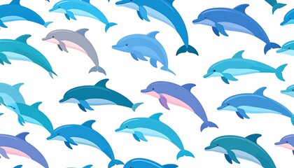 Fototapeta premium Seamless pattern of leaping dolphins