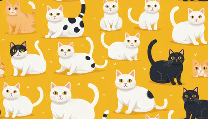 Obraz premium Seamless pattern with a cute cat