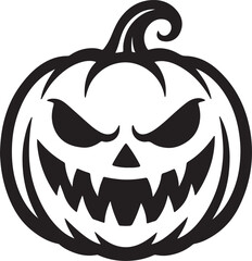 Scary Halloween jack-o-lantern pumpkin isolated vector, spooky evil face