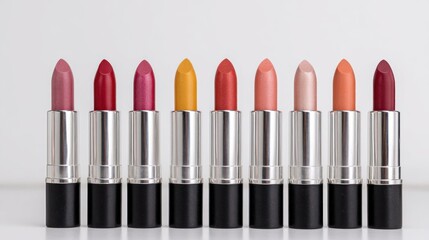 Obraz premium A diverse collection of lipstick shades for makeup artistry and beauty enhancement