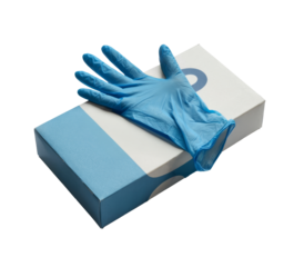 blue nitrile glove on box, personal protection equipment