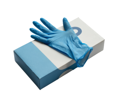 blue nitrile glove on box, personal protection equipment