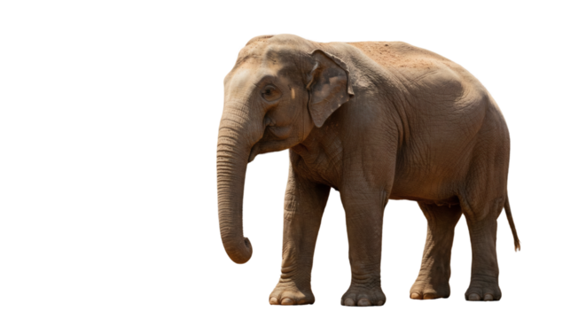 Full shot of an elephant against a black background.