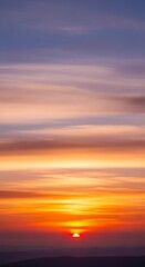 Obraz premium Panoramic Vivid Colorful Sunset Landscape with Cloudscape and Golden Horizon
