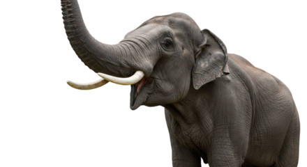 Close-up of an elephant's head and shoulders against a black background.